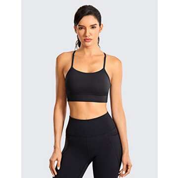 CRZ YOGA Y Back Racerback Sports Bras for Women - Spaghetti Straps Padded Yoga Sports Bras for Women A01-Black Small
