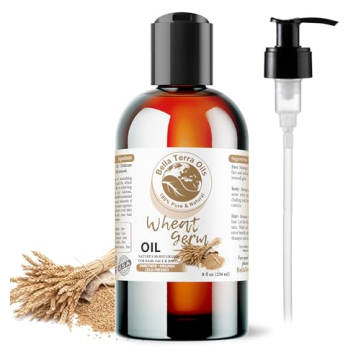 Bella Terra Oils - Organic Wheat Germ Oil 8 oz - Potent Vitamin E Oil for Skin, Hair, and Nails