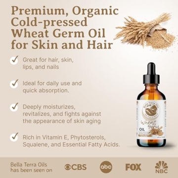 Bella Terra Organic Wheat Germ Oil 8 oz for Skin and Hair
