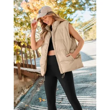 AUTOMET Puffer Vest Women Lightweight Zip Up Outerwear