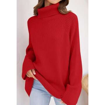 ZESICA Women's Winter Sweaters Oversized Turtleneck Long Sleeve Chunky Knitted Pullover Sweater Jump...