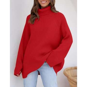 ZESICA Women's Oversized Turtleneck Sweater for Comfort