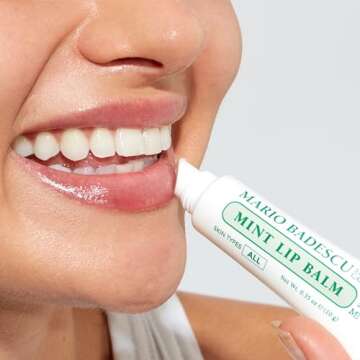 Mario Badescu Moisturizing Mint Lip Balm for Dry Cracked Lips, Infused with Coconut Oil and Shea But...