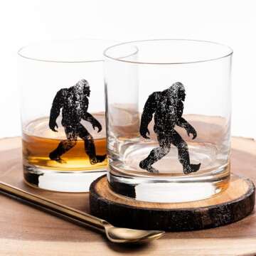 Black Lantern Nature & Animal Themed Whiskey Glass Set - 11oz Premium Heavy Base, Perfect Gift for O...