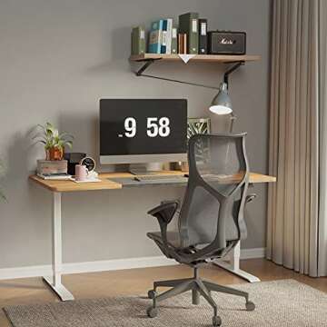 Monomi Electric Height Adjustable Standing Desk, 55 x 28 inches Stand up Desk, Sit Stand Home Office Table (Light Rusticbrown/White Frame)