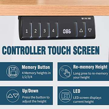 Monomi Electric Height Adjustable Standing Desk, 55 x 28 inches Stand up Desk, Sit Stand Home Office Table (Light Rusticbrown/White Frame)