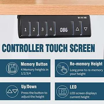 Monomi Electric Height Adjustable Standing Desk, 55 x 28 inches Stand up Desk, Sit Stand Home Office Table (Light Rusticbrown/White Frame)