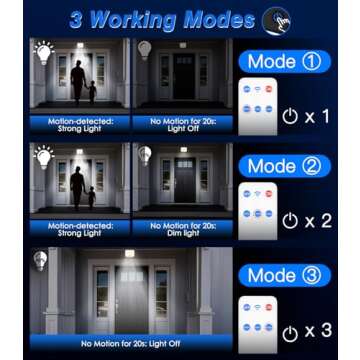 MoKo Motion Sensor Outdoor Lights - 222 LED Super Bright Solar Lights Outdoor with Remote Control & 16.4 Ft Cable 3000mah Waterproof Flood Lights Outdoor for Wall Patio Yard Garage Garden, 2 Pack