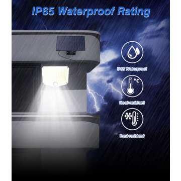 MoKo Motion Sensor Outdoor Lights - 222 LED Super Bright Solar Lights Outdoor with Remote Control & 16.4 Ft Cable 3000mah Waterproof Flood Lights Outdoor for Wall Patio Yard Garage Garden, 2 Pack