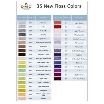 DMC Embroidery Floss Pack,35 Colors Assortment with Collector Tin,DMC Embroidery Thread Kit Bundle with DMC Needle Threader. Cotton Cross Stitch Supplies. Premium Quality String,Pastel Yarn Set.