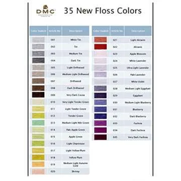 DMC Embroidery Floss Pack,35 Colors Assortment with Collector Tin,DMC Embroidery Thread Kit Bundle with DMC Needle Threader. Cotton Cross Stitch Supplies. Premium Quality String,Pastel Yarn Set.