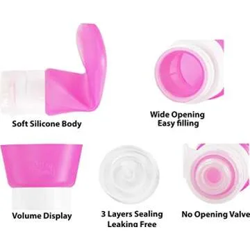 SimpleHouseware 7 Set Travel Containers with Toiletry Bag, 4PK 3oz Leakproof Silicone Bottles & 3 Containers