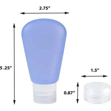 SimpleHouseware 7 Set Travel Containers with Toiletry Bag, 4PK 3oz Leakproof Silicone Bottles & 3 Containers