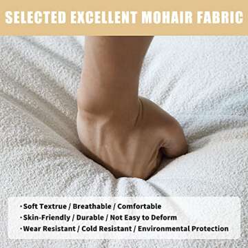 JACH 34in Comfy Lazy Floor Sofa Couch, Teddy Velvet Mohair Fireside Corner Bean Bag for Adults, Soft Lounge Foam-Filled Accent Single Chair for Living Room Bedroom Office Salon, Beige