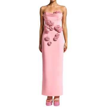 BELLA BARNETT Trendy Floral Dress Classy Formal Dress for Woman Strapless Dress Sexy Bodycon Dress F...