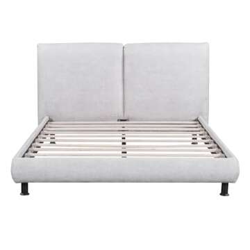 Merax Queen Upholstered Platform Bed, No Box Spring Needed