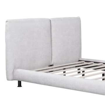 Merax Queen Upholstered Platform Bed, No Box Spring Needed