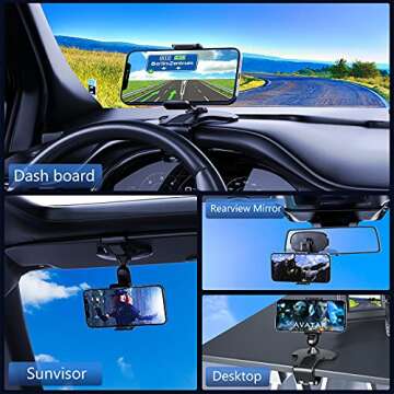 360° Rotation Car Phone Holder for Smartphones 4 to 7 Inch