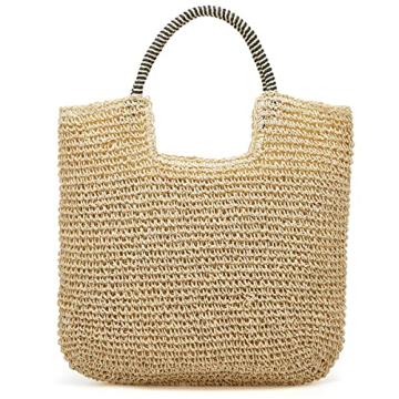 Women Straw Bgas Woven Tote Large Beach Summer Handmade Weaving Shoulder Bag Handbag