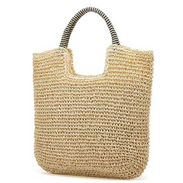 Women Straw Bgas Woven Tote Large Beach Summer Handmade Weaving Shoulder Bag Handbag