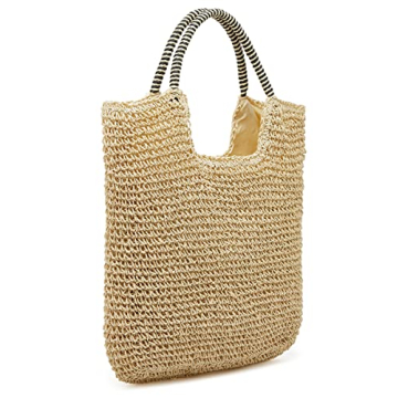 Women Straw Bgas Woven Tote Large Beach Summer Handmade Weaving Shoulder Bag Handbag