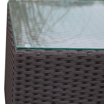 Abba Patio Wicker Side Table with Glass Top 16-Inch