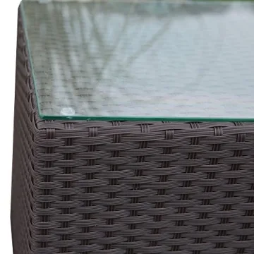 Abba Patio Wicker Side Table with Glass Top 16-Inch