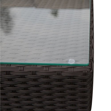 Abba Patio Wicker Side Table with Glass Top 16-Inch