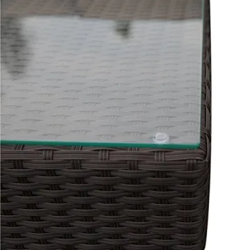 Abba Patio Wicker Side Table with Glass Top 16-Inch