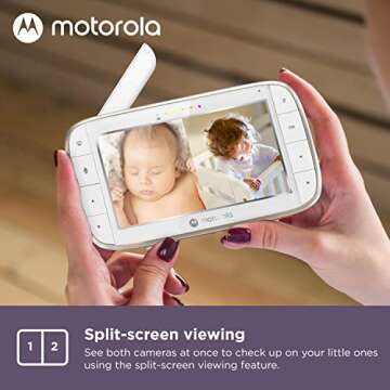 Motorola Baby Monitor VM855-2 - Indoor 2-Camera Video with Crib Mount - HD 720p, Connects to Phone App, 1000ft Range, 2-Way Audio, Split-Screen, Digital Pan-Tilt-Zoom, Room Temp Monitoring, Music
