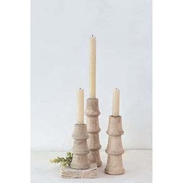 Creative Co-Op Hand Carved Mango Candle Holder - Whimsical Beauty