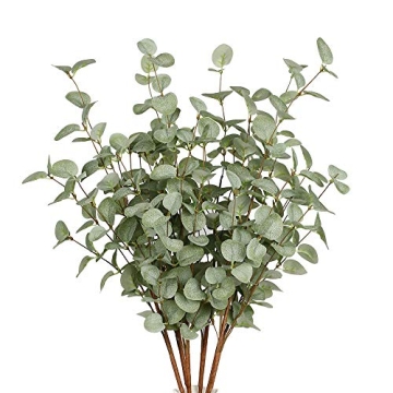 VGIA 6 Pcs Artificial Plants Eucalyptus Stems Eucalyptus Leaf Spray in Green Greenery Stems Silk Pla...