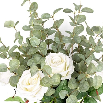 VGIA 6 Pcs Artificial Plants Eucalyptus Stems Eucalyptus Leaf Spray in Green Greenery Stems Silk Plastic Plants Floral for Home Party Wedding Decoration