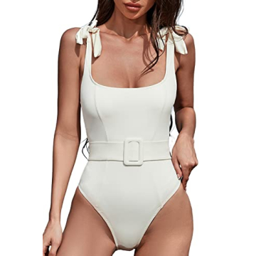 QINSEN Adjustable One Piece Swimsuit with Slimming Belt