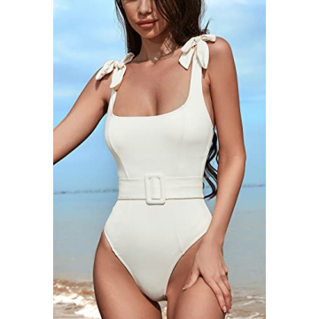 QINSEN Adjustable One Piece Swimsuit with Slimming Belt
