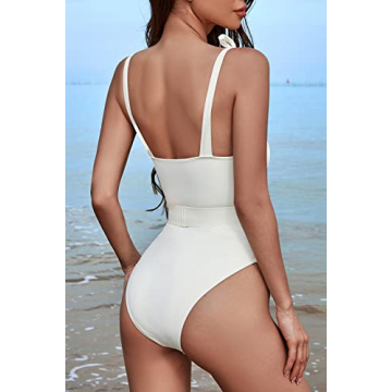 QINSEN Adjustable One Piece Swimsuit with Slimming Belt