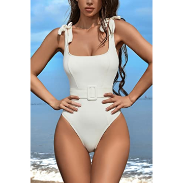 QINSEN Adjustable One Piece Swimsuit with Slimming Belt