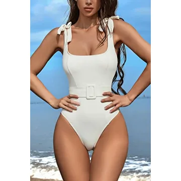 QINSEN Adjustable One Piece Swimsuit with Slimming Belt