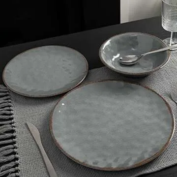 Rustic 12-Piece Melamine Dinnerware Set for 4