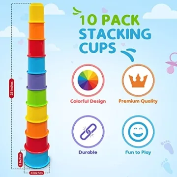 KIDSTHRILL Rainbow Stacking Cups for Toddlers 1-3 Years