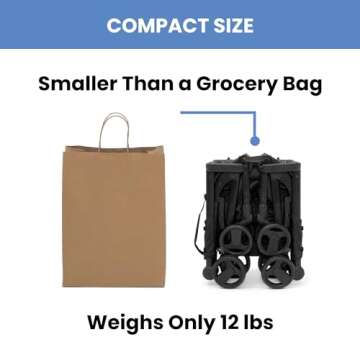 The Clutch Stroller by Delta Children - Lightweight Compact Folding Stroller - Fits Airplane Overhead Storage - Black