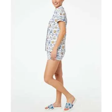 Yiulangde Women Cute Ribbit Monkey Pajamas Y2k Animal Print 2 Piece Preppy Pjs Shorts Matching Button Up Lounge Shirts Pj Set