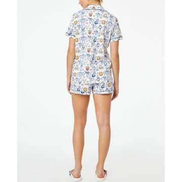 Yiulangde Women Cute Ribbit Monkey Pajamas Y2k Animal Print 2 Piece Preppy Pjs Shorts Matching Button Up Lounge Shirts Pj Set