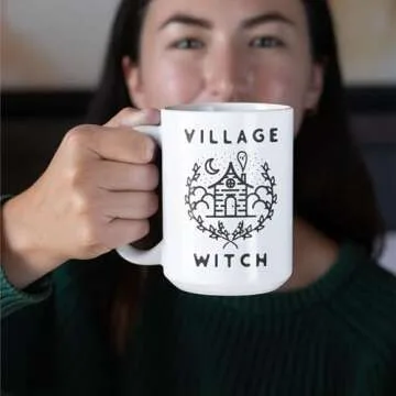 LookHUMAN Halloween Witchy Coffee Mug - Village Witch Cup for Tea Lovers - Scary-Themed Novelty GIft for Co-Workers Family & Friends, Microwave Safe Spooky Presents for Women & Men, 15oz