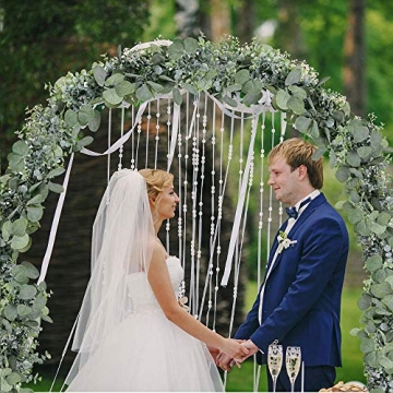 Winlyn 5.9' Long Faux Leaves Greenery Artificial Silver Dollar Eucalyptus Garland in Grey Green Wedding Arch Swag Backdrop Garland Doorways Table Runner Garland Indoor Outdoor