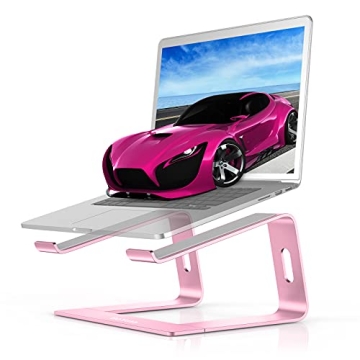 BoYata M5 Laptop Stand, Aluminum Ergonomic Laptop Riser Computer Stand for Desk, Detachable Laptop Holder Compatible for All 10-15.9" MacBook Air Pro, Samsung, Acer, HP, Dell Laptops-Pink