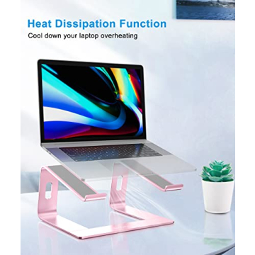 BoYata M5 Laptop Stand, Aluminum Ergonomic Laptop Riser Computer Stand for Desk, Detachable Laptop Holder Compatible for All 10-15.9" MacBook Air Pro, Samsung, Acer, HP, Dell Laptops-Pink