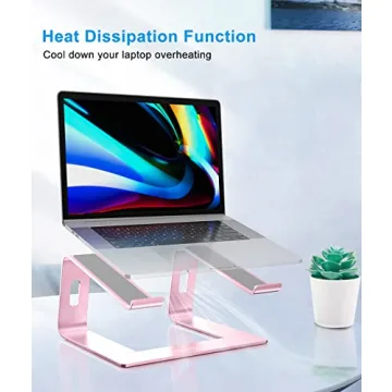 BoYata M5 Laptop Stand, Aluminum Ergonomic Laptop Riser Computer Stand for Desk, Detachable Laptop Holder Compatible for All 10-15.9" MacBook Air Pro, Samsung, Acer, HP, Dell Laptops-Pink