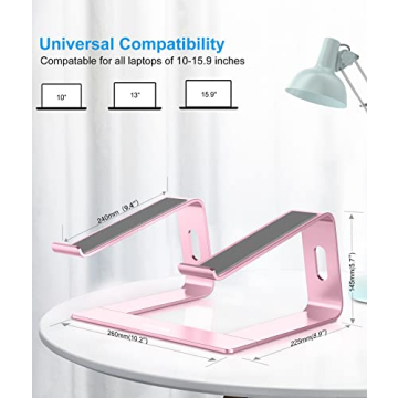 BoYata M5 Laptop Stand, Aluminum Ergonomic Laptop Riser Computer Stand for Desk, Detachable Laptop Holder Compatible for All 10-15.9" MacBook Air Pro, Samsung, Acer, HP, Dell Laptops-Pink