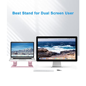 BoYata M5 Laptop Stand, Aluminum Ergonomic Laptop Riser Computer Stand for Desk, Detachable Laptop Holder Compatible for All 10-15.9" MacBook Air Pro, Samsung, Acer, HP, Dell Laptops-Pink